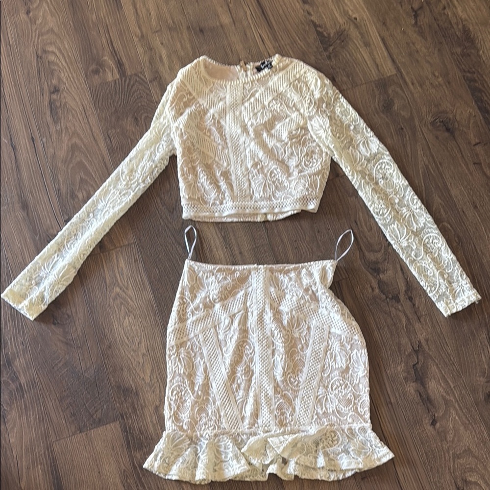 Cream Lace Two-Piece Set